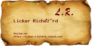 Licker Richárd névjegykártya